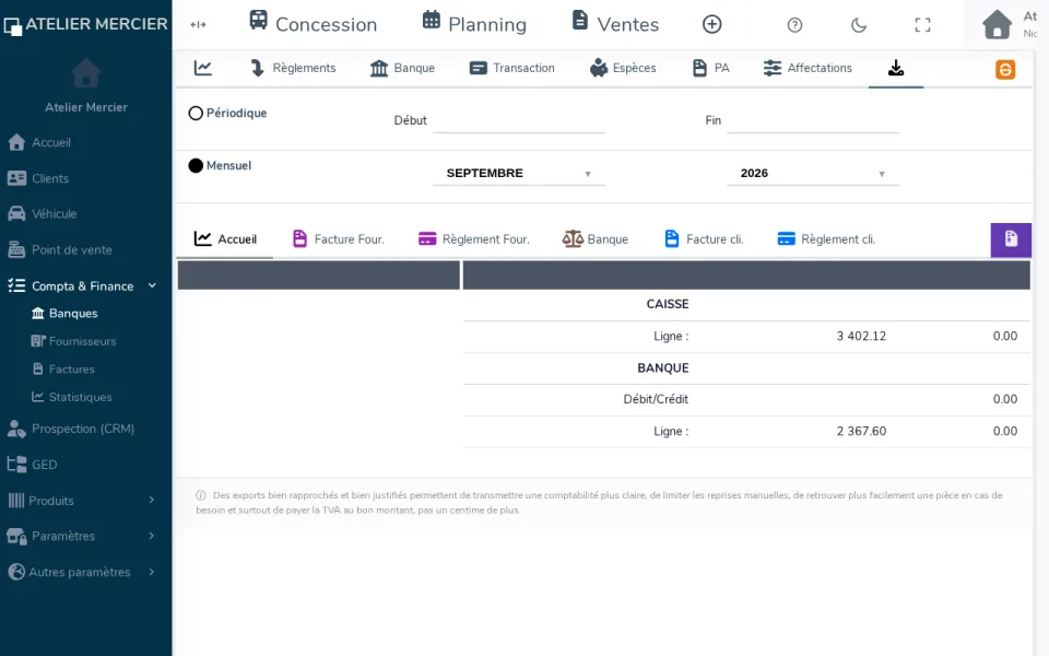 Export comptable Adliss : journaux de ventes, achats et banque prêts pour le cabinet
